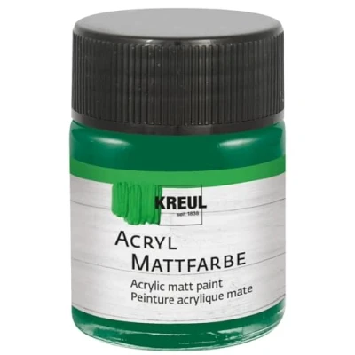 Afbeelding van KREUL 75522 Matte acrylverf, groen in een potje van 50 ml, romig dekkende, sneldrogende verf op waterbasis, geschikt voor vele verschillende ondergronden