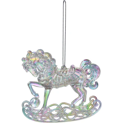Afbeelding van Clayre &amp; Eef Kersthanger Hobbelpaard 10 cm Zilverkleurig Kunststof