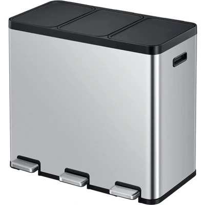 Afbeelding van Afvalbak EKO Essential Recycler pedaalemmer 3x20liter RVS