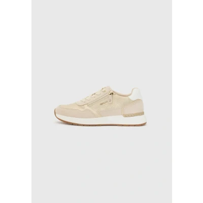 Afbeelding van TOM Tailor 9590110003 Sneakers laag, Dames, Maat: 39, Cream\gold Textiel/ synthetisch