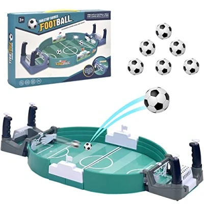 Afbeelding van Interactief tafelvoetbalspel met 6 voetballen, mini tafelvoetbalspel, Tafelvoetball ouder kindspel, desktopspeelgoed voor kinderen en volwassenen