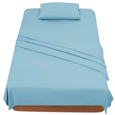 Afbeelding van FARFALLAROSSA Beddengoed voor eenpersoonsbed 90 3 delige beddengoedset van microvezel hoeslaken toplaken 1 kussensloop 50 x 80 cm 190/200 cm, lichtblauw