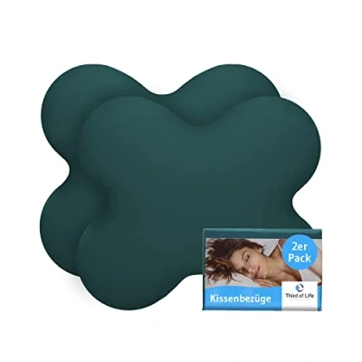 Afbeelding van Hoogwaardige ACAMAR kussensloop dubbelpak (zeegroen, uni) voor vlinderkussens Mako katoen, double jersey, goede pasvorm, Oeko Tex gecertificeerd, met ritssluiting