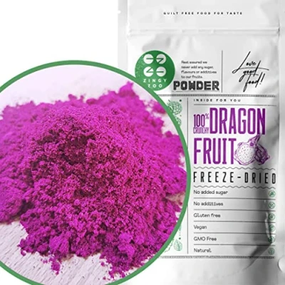 Afbeelding van Gevriesdroogde Drakenfruit Poeder Freeze Dried Fruit Dragon Pink Pitaya Powder Geen Toegevoegde Suikers, Glutenvrij Gedehydrateerd Gedroogde Gefriergetrocknete Drachenfrucht (100g)