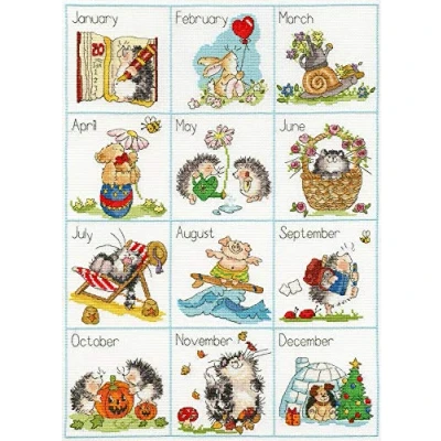 Afbeelding van Bothy Threads Kruissteek Kit Kalender wezens
