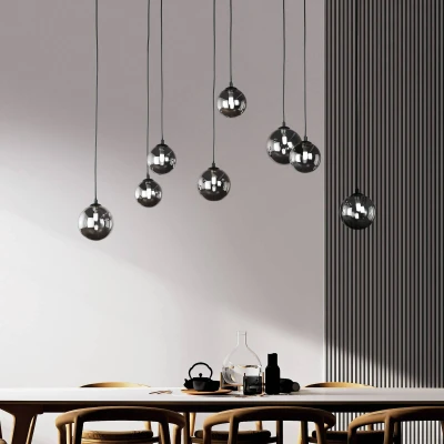 Afbeelding van Fischer &amp; Honsel 8 lichts hanglamp Bala zwart 60983
