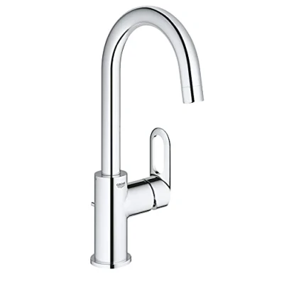 Afbeelding van GROHE BauLoop wastafelkraan L size Hoge draaibare uitloop Met waste chroom