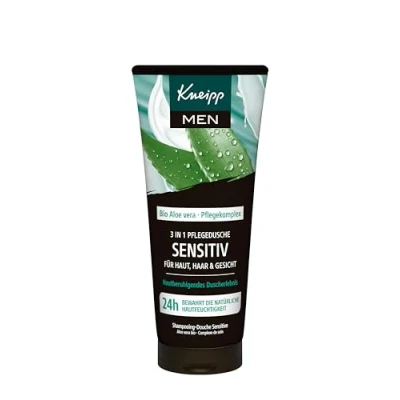 Afbeelding van Kneipp MEN 3 in 1 douche fris en gevoelig, met verkwikkende frisse geur, natuurlijk verzorgingscomplex biologische aloë vera, veganistisch, pH huidtideal, 200 ml