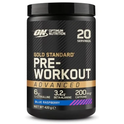 Afbeelding van Optimum Nutrition Pre Advanced Gold Standard 20 serveringen Blue Raspberry