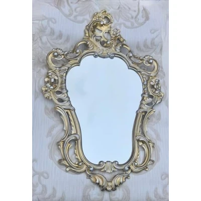 Afbeelding van Pintici Wandspiegel Antiek spiegel ovaal BAROK badkamerspiegel 50 x 76 cm Prunkspiegel ovale gangspiegel (goudszilver)