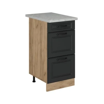 Afbeelding van Vicco Keukenonderkast R Line, Antraciet landhuis/Krachtige eik goud, 40 cm met lades, AP marmer