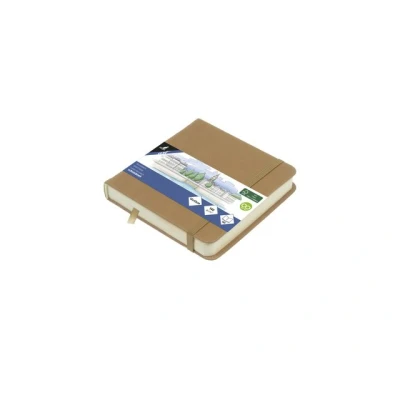 Afbeelding van Schetsboek Kangaro 12x12cm taupe PU HC 80 vel 140gr roomwit met elasti