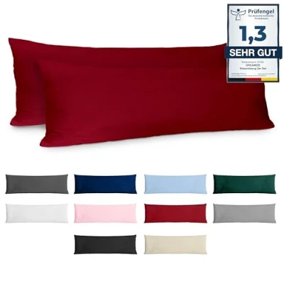Afbeelding van Kussenkussen 40x145 Versterkte katoen (set van 2) Bordeaux strak weven 57 draden/cm² kussensloop 40 x 145 cm gecertificeerde oeko tex