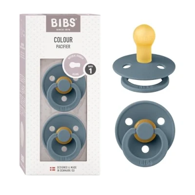 Afbeelding van BIBS Colour Speen verpakking van 2 stuks. BPA vrij, Ronde speen. Natuurlijk rubberlatex, Maat 1 (0 6 maanden), Petrol/Petrol