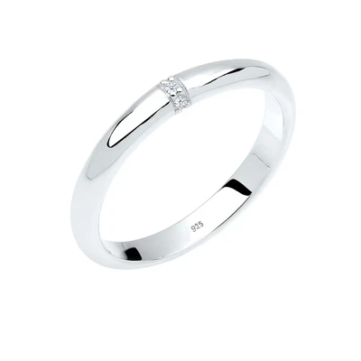 Afbeelding van Elli DIAMONDS Ring Dames Klassiek met Diamant (0.04 ct.) in 925 Sterling Zilver