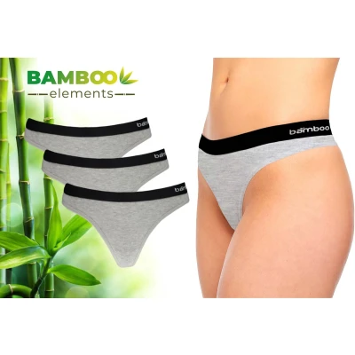Afbeelding van Bamboo Ondergoed Dames String Bamboe 3 Stuks Grijs L Lingerie Onderbroeken Slips