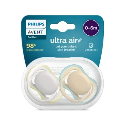 Afbeelding van Philips Avent Ultra Air fopspeen, 2 stuks, BPA vrije speen voor baby&#039;s van 0 6 maanden (model SCF085/15)