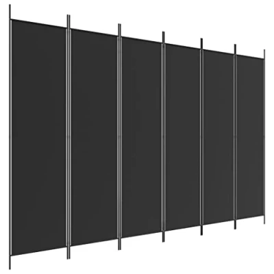 Afbeelding van vidaXL Kamerscherm met 6 panelen 300x200 cm stof zwart, scheidingswand, decoratief scherm, kamerafscheiding, ruimteverdeler, woonkamerscherm