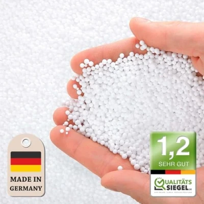 Afbeelding van Green Bean© Micro EPS kralen, 0,5 1 mm, van Duitse makelij, voor zitzakvulling, piepschuimballen, navulverpakking kussenvulling, microparels, voedingskussen, 10 liter