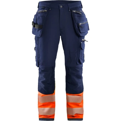 Afbeelding van Blaklader High Vis 4 weg stretch werkbroek 1993 1642 Marineblauw/Oranje D104