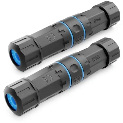Afbeelding van deleyCON 2 Stuks CAT 6 Patchkabel Koppeling Buiten RJ45 LAN DSL Netwerkkabel Connector IP68 Waterdicht Stofdicht Ethernet Kabelverlenging Tuin 2x bus Zwart