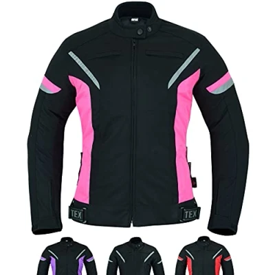Afbeelding van Motorjas voor dames Waterdichte textiel Cordura jas met bescherming CE (EN 1621 1) Texpeed Roze M