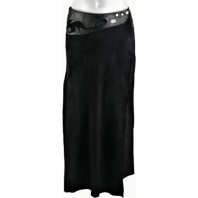 Afbeelding van Doenya maxi omslagrok suede Boho (zwart)