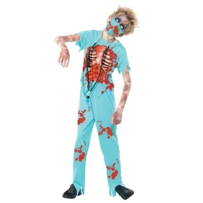 Afbeelding van SMIFFY&#039;S Zombie skelet dokter kostuum voor kinderen 158/170 (13 15 jaar)