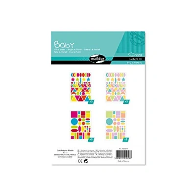 Afbeelding van Maildor AE058C Baby Pack Stickers (met 20 vellen in formaat DIN A5, 14, 8 x 21 cm, ideaal voor kinderen vanaf 2 jaar, geometrische vormen) 1 verpakking
