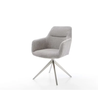 Afbeelding van DELIFE Draaistoel Pejo Flex koord zilver grijs kruisframe breed roestvrij staal 360 draaibaar rocker functie pocketveer kern