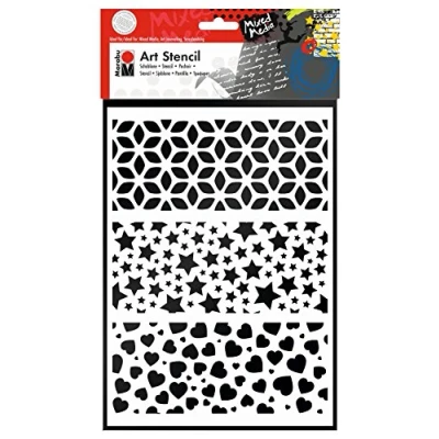 Afbeelding van Marabu 0285000000009 Art Stencil, motiefsjabloon voor effectief sjabloneren op papier, spieraam, hout en textiel, PVC vrij, lasergesneden, herbruikbaar, DIN A4, moderne combinatie
