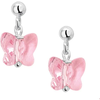 Afbeelding van TFT Oorhangers Vlinder Strass Zilver Gerhodineerd Glanzend 14 mm x 8
