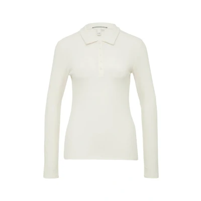 Afbeelding van QS Schmal Geschnittenes Kragen Poloshirt, Dames, Maat: Large, Creme