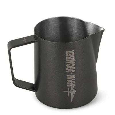 Afbeelding van MHW 3BOMBER espresso melkkannetje melkpitcher 400 ml melkschuimtank roestvrij staal dampen opschuimen pitcher zwart P5031B
