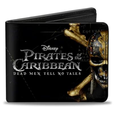Afbeelding van Buckle Down Heren Pirates of The Caribbean Dead Men Tell NO Tales Skull Tweepouw Portemonnee, Meerkleurig, Standaard Maat, multicolor