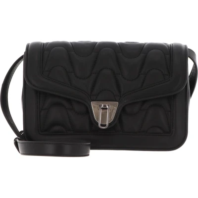 Afbeelding van COCCINELLE Leren Schoudertas Marvin Twist Matelasse Handbag Noir Zwart