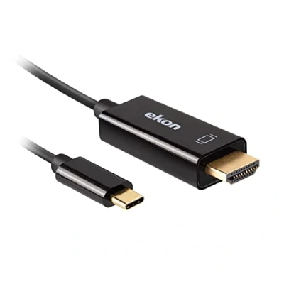 Afbeelding van Ekon USB C HDMI stekker, 1,5 meter, 4K Ultra HD resolutie, vergulde aansluitingen voor tv, smartphone, projector, laptop, pc, MacBook, PlayStation, Nintendo Switch