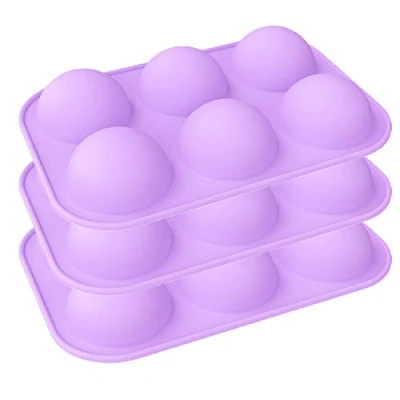Afbeelding van Halve bol siliconen mal grote 6 holtes, 3 verpakkingen chocolade bal bakvorm, voor het maken van cake, gelei, koepel