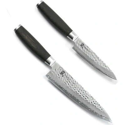 Afbeelding van Yaxell Taishi 2 delige Messenset Koksmes 20 cm &amp; Universeelmes 12 VG 10 Gehamerd Lemm...