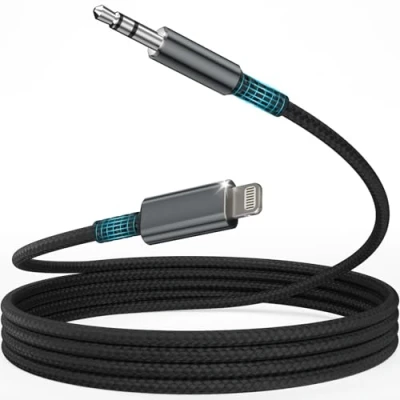 Afbeelding van Esiposs Jack i Phone 1,2 m [MFi gecertificeerd] audiokabel voor auto, telefoonlichtkabel, 3,5 mm, compatibel met iPhone 14/13/12/11/X, autoradio/hoofdtelefoon/luidspreker, grijs