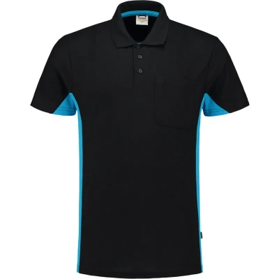 Afbeelding van Tricorp Poloshirt Workwear 202002 180gr Zwart/Turquoise Maat 4XL