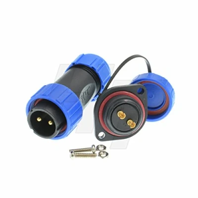 Afbeelding van HangTon HE21 2 Pin Circulaire Connector Waterdichte IP68 Luchtvaart Kabel Draad Plug Panel Mount Socket, 500V 30A Power Capaciteit