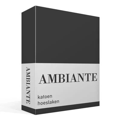 Afbeelding van Ambiante Cotton Uni hoeslaken 2 persoons (140x200 cm) Antraciet