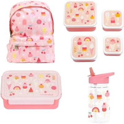 Afbeelding van A Little Lovely Company Back to school set Rugzak/Drinkfles/4 Snackdozen/Bentobox IJsjes