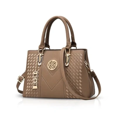 Afbeelding van NICOLE &amp; DORIS Elegante dameshandtas, schoudertas, klassieke tas, handtassen, PU leer, werktas, modieus, Kaki, L, Handtas