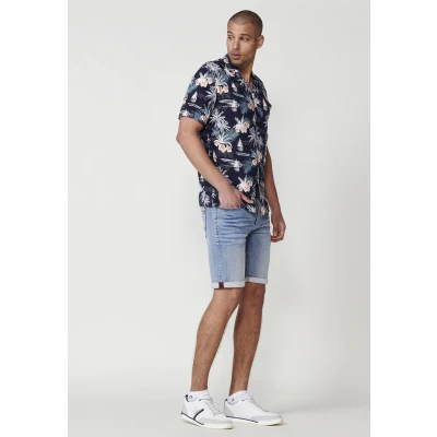Afbeelding van Koroshi Shortsleeved Overhemd, Heren, Maat: Medium, Navy