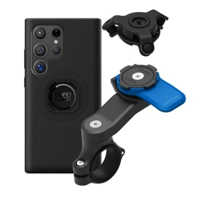 Afbeelding van Quad Lock Motorfiets Stuur Telefoon Mount Kit met Trillingsdemper en Galaxy S24 Ultra MAG Case