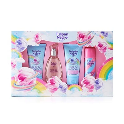 Afbeelding van Cadeaupakket Tulipán Black Nube de Algodón Body Lotion/Eau Toilette/Deodorant Valentijnscadeau 800ml