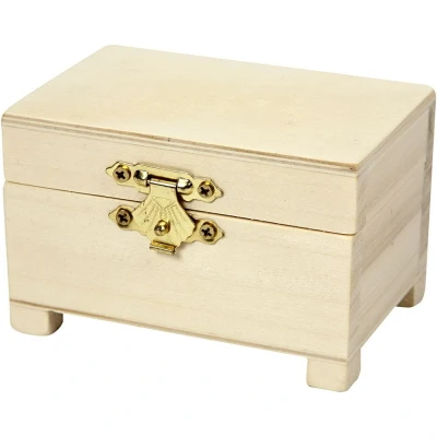 Afbeelding van Creotime Schatkist Met Sluiting Hout 6 X 9 Cm
