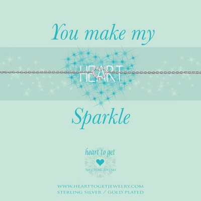 Afbeelding van heart to Get bracelet, silver, open zirkon small, you make my sparkle